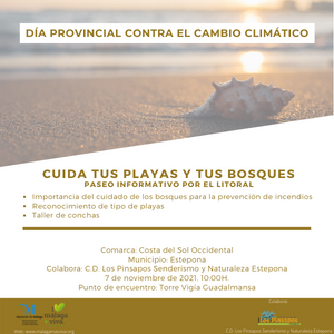 Cartel Cuida tus playas y tus bosques. Paseo informativo por el litoral en Estepona