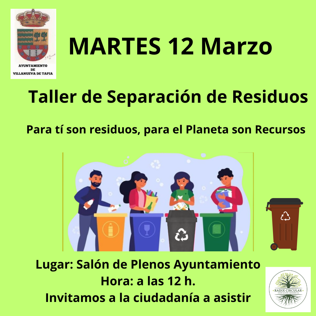 Cartel Taller de Separación de Residuos