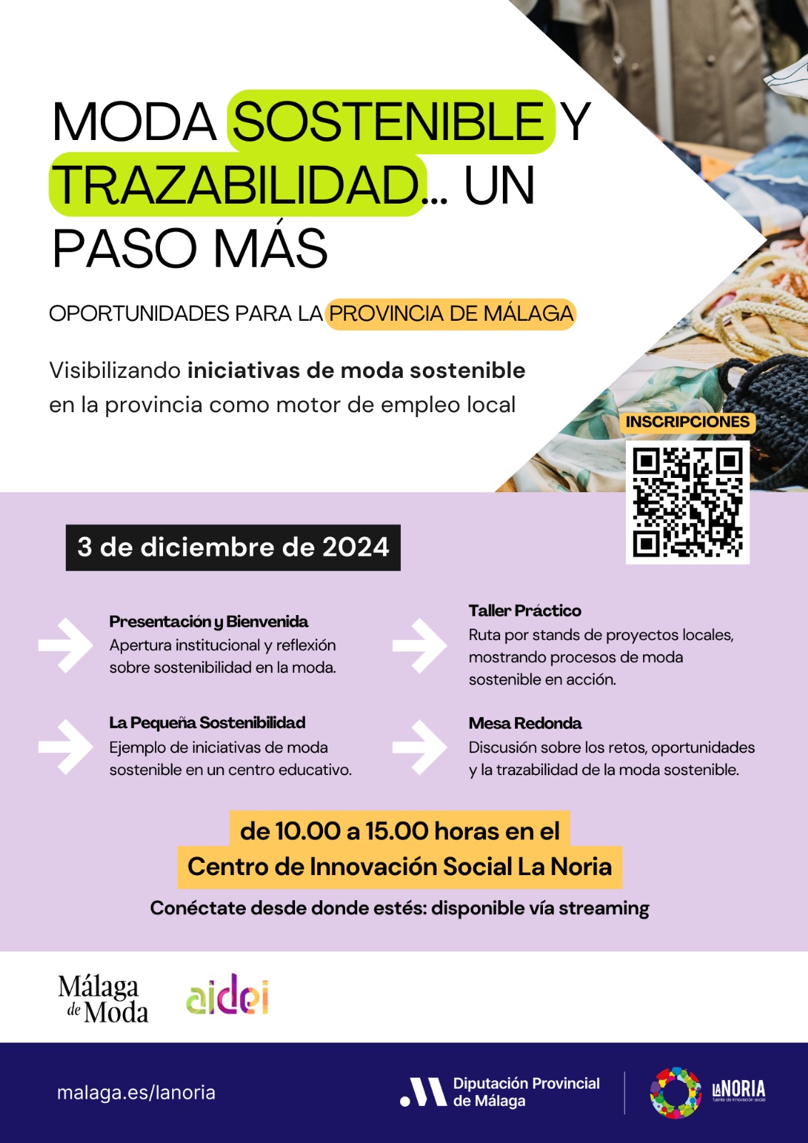 Cartel Taller Moda sostenible y Trazabilidad