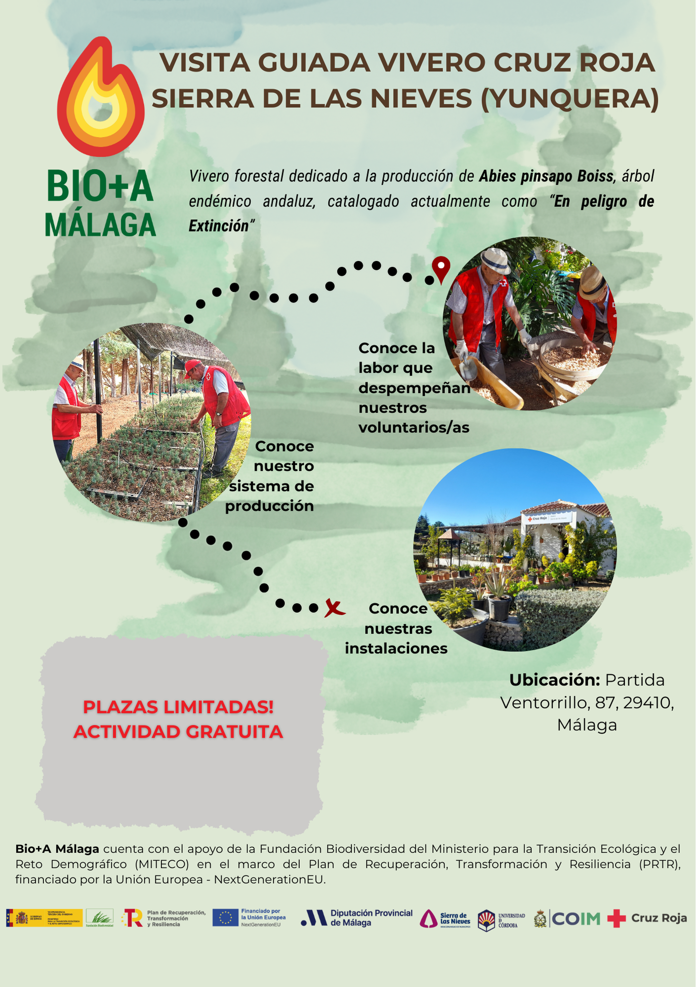Cartel visitas guiadas por el Vivero Sierra de las Nieves