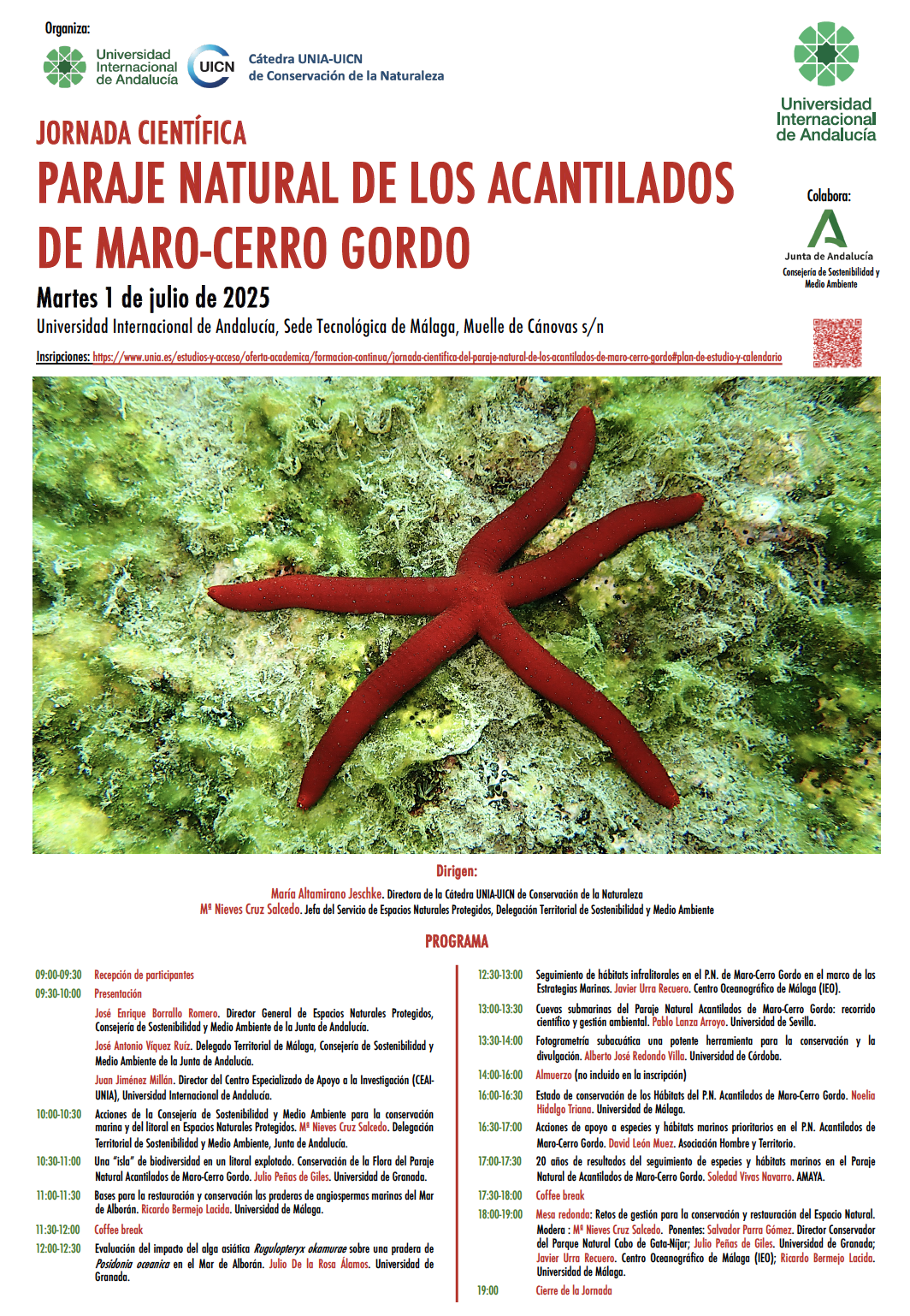 Programa Jornada científica Paraje Natural de los Acantilados de Maro-Cerro Gordo