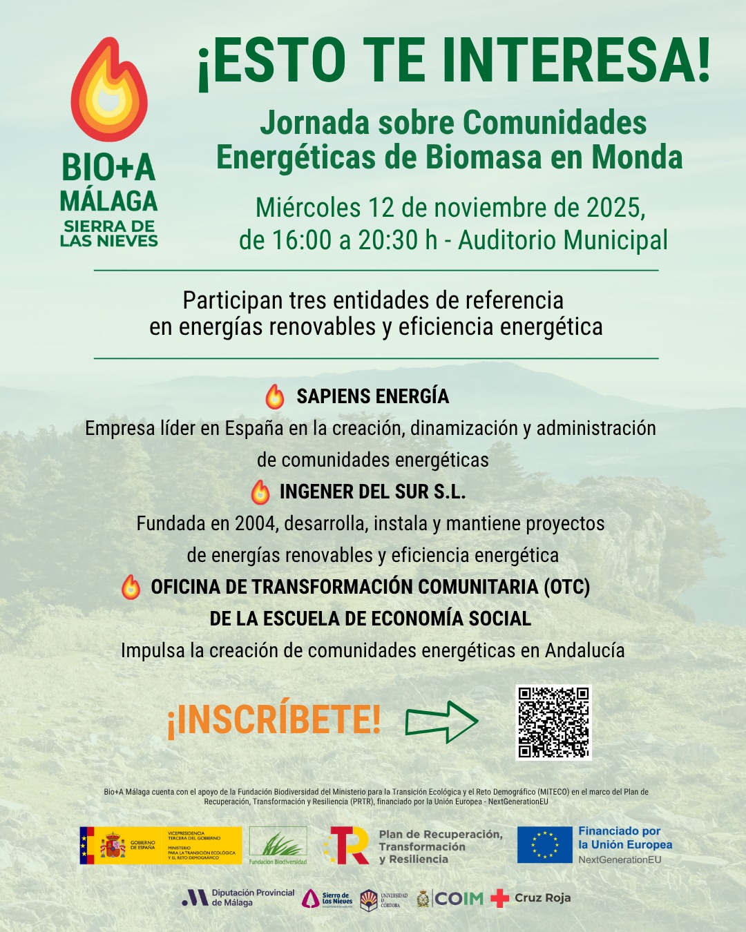 Cartel Jornada sobre Comunidades Energéticas de Biomasa en Monda